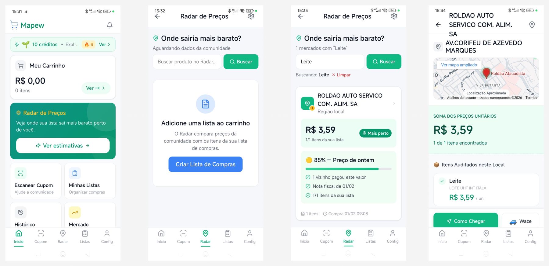 Principais telas — visão geral do sistema